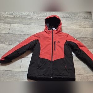 Reebok Ladies 3 In 1 Red & Black Puffer Winter Jacket With Quilted Inner Jacket
